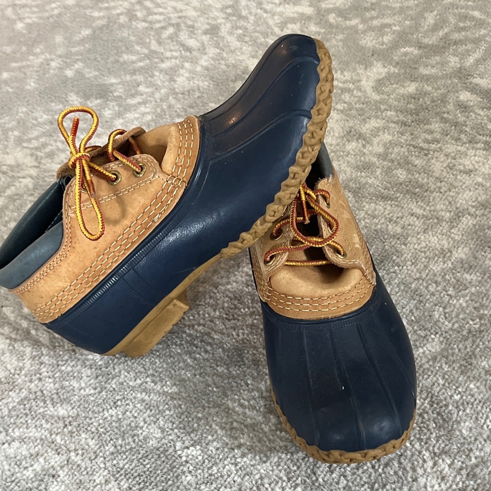L.L. Bean Mens Blue and Tan Duck Boots
